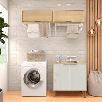 Armarios Lavanderia 3 Modulos 160 Cm Glor Castanho Off White Mxm - 6