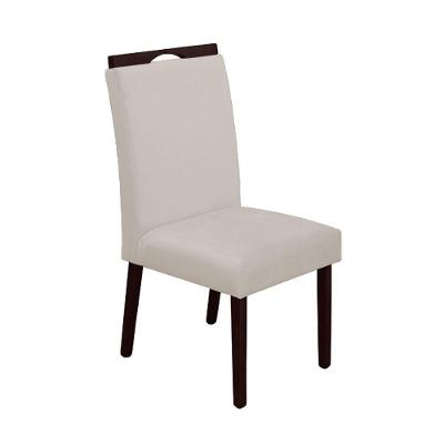 Cadeira De Jantar Madeira Maciça Castanho Premium Heloísa Veludo Bege