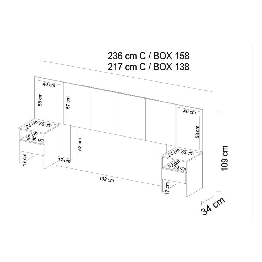 Cabeceira Cama Box Madeirado Casal Tulipa c/ 2 Gavetas Branco - Demóbile - 2
