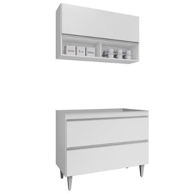 Armário De Cozinha Com Nichos Cp01 Para Pia 100cm Z34 Branco - Mpozenato