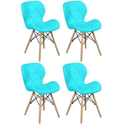 Kit 04 Cadeiras Charles Eames Eiffel Slim Wood Estofada - Tiffany
