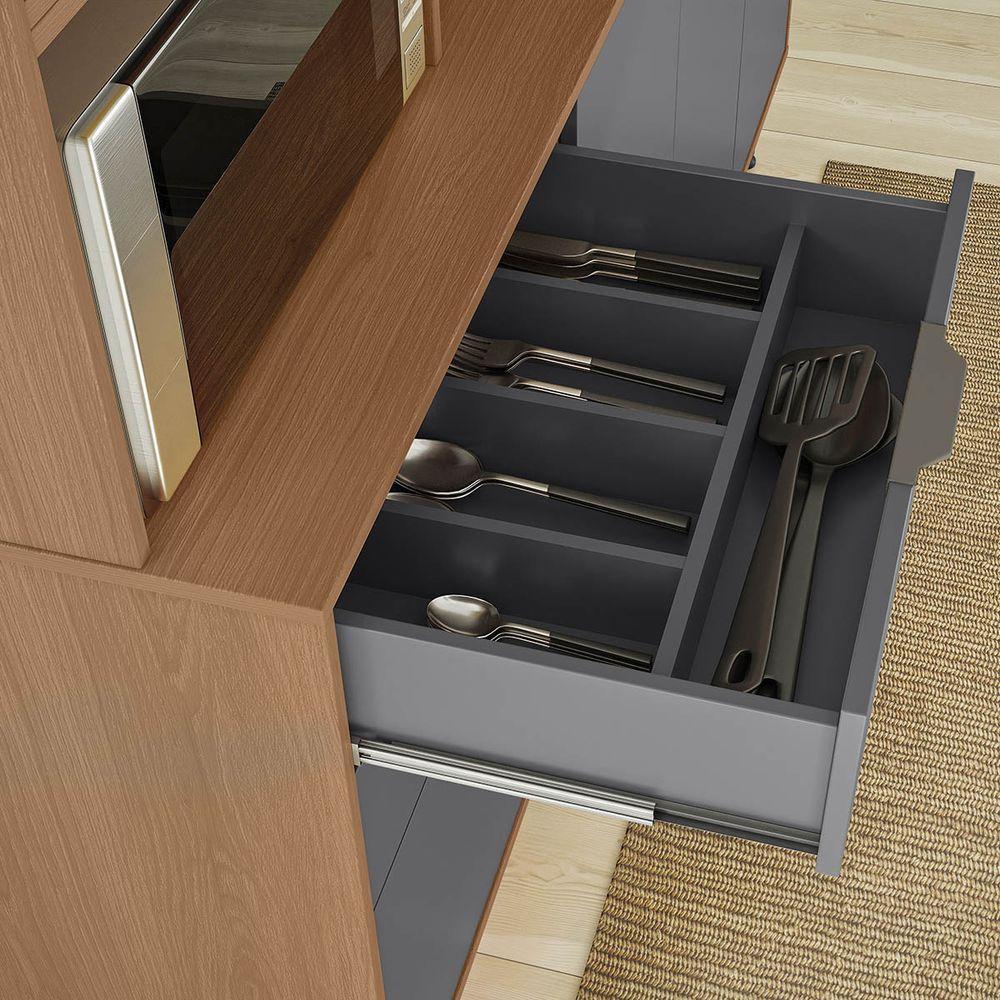 Armário Cozinha Compacta Viena Jequitibá/cinza Fosco 8 Portas 2 Gavetas Adega Para 4 Garrafas E Pés - Lukaliam - 4