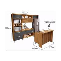 Cozinha Modulada Completa Princesa 5 Peças 1 Aéreo + 2 Balcões + 1 Paneleiro+1ilha C6p61 Freijó Grafite - 5