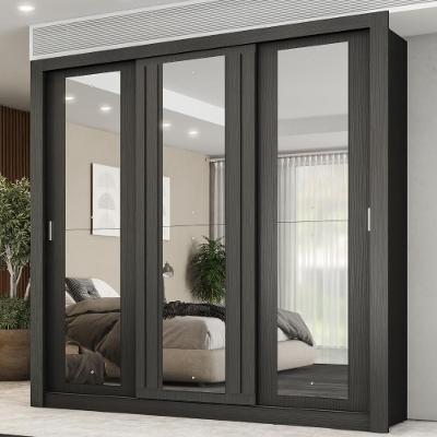Guarda Roupa Casal 3 Portas Doha Com 3 Espelhos Carraro Preto Touch