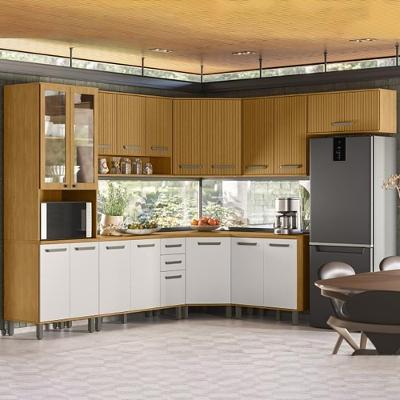 Cozinha 9 Pecas Balcao Tampo 270 Cm Cria Pln Ripado Off White