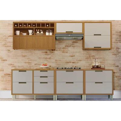 Cozinha Completa 6 Peças Imperatriz 7 Portas 5 Gavetas MDF Freijó Off White