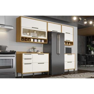 Cozinha Modulada Completa Syrah 5 Peças 3aéreos+2balcão C5p09 Amendoa Branco Ronipa