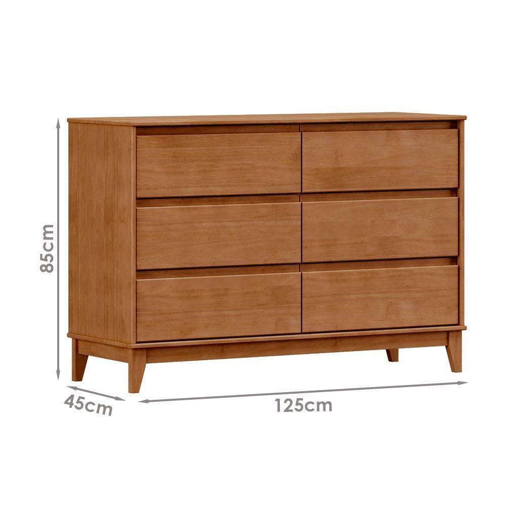 Comoda 6 Gavetas Mdf 125 Cm 2815 Milani Store Freijo - 3