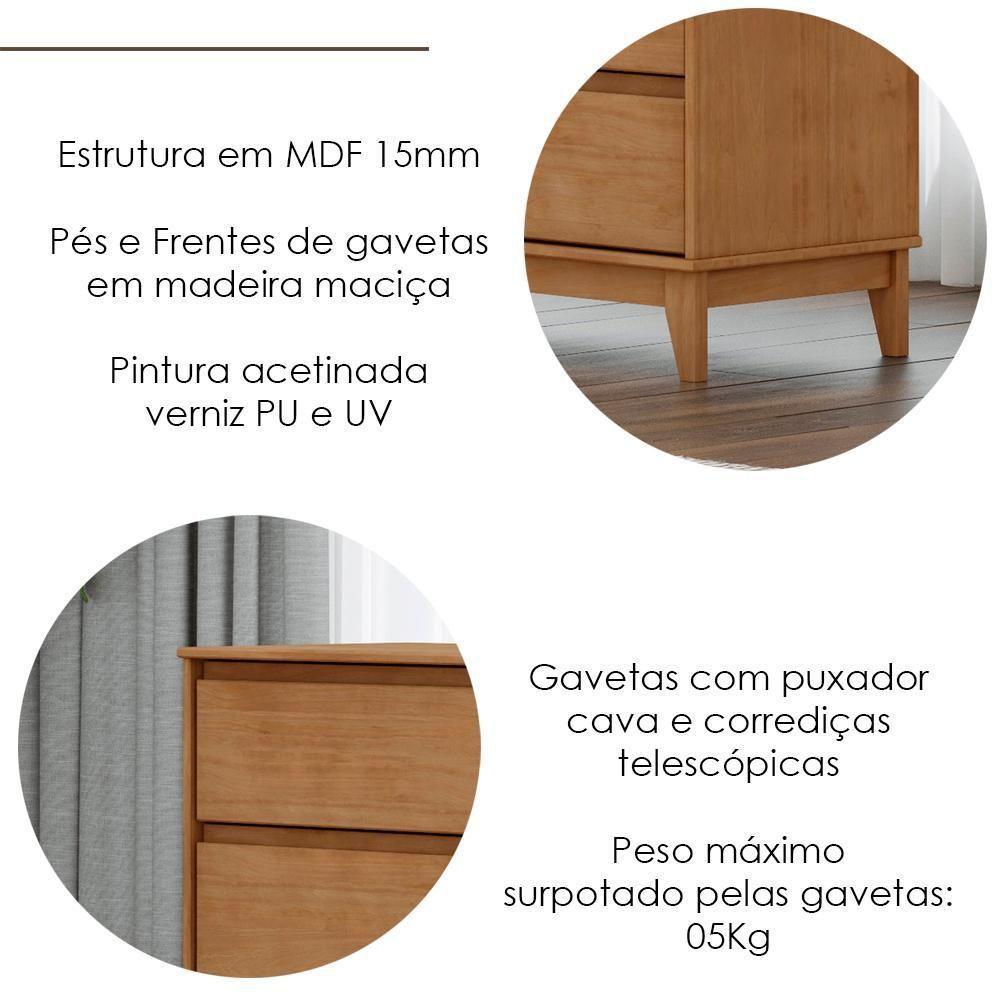 Comoda 6 Gavetas Mdf 125 Cm 2815 Milani Store Freijo - 4