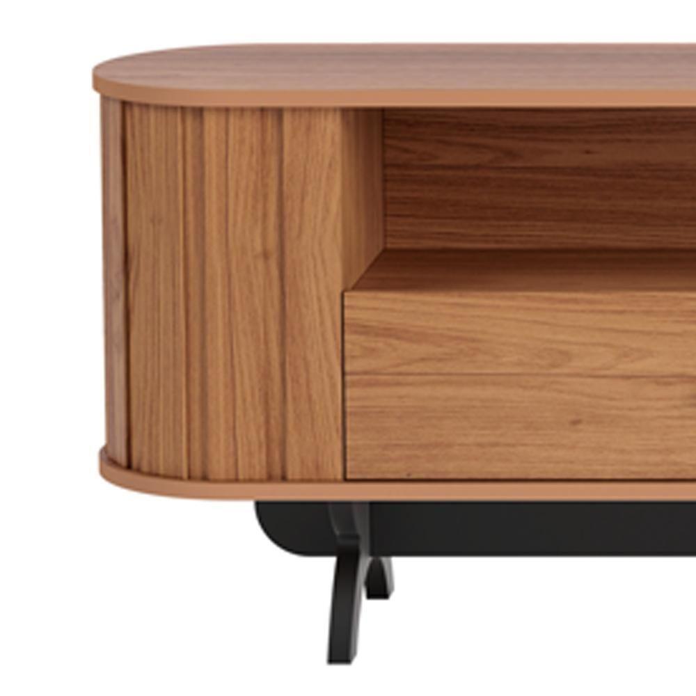 Rack Para Sala De Estar Tv 60 Pol Orgânico 220cm Penina D03 Freijó Preto Fosco - Lyam Decor - 3