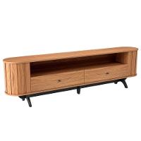 Rack Para Sala De Estar Tv 60 Pol Orgânico 220cm Penina D03 Freijó Preto Fosco - Lyam Decor - 1