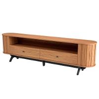 Rack Para Sala De Estar Tv 60 Pol Orgânico 220cm Penina D03 Freijó Preto Fosco - Lyam Decor - 7