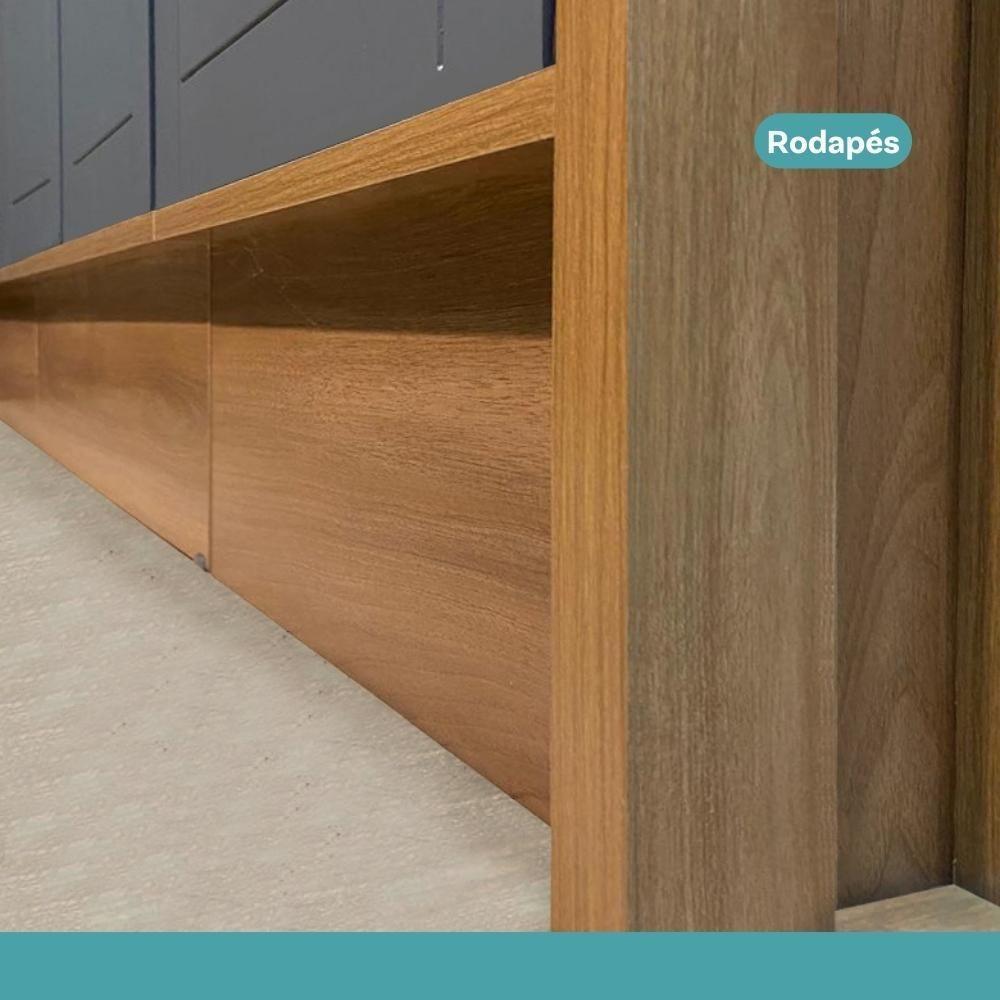 Armário De Cozinha Completa C Balcão Milla Bloom Carraro Nogal Cinza Titânio - 10