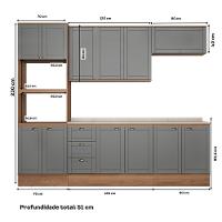 Armário De Cozinha Completa C Balcão Milla Bloom Carraro Nogal Cinza Titânio - 5