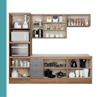 Armário De Cozinha Completa C Balcão Milla Bloom Carraro Nogal Cinza Titânio - 6