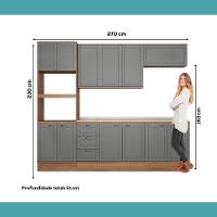 Armário De Cozinha Completa C Balcão Milla Bloom Carraro Nogal Cinza Titânio - 7