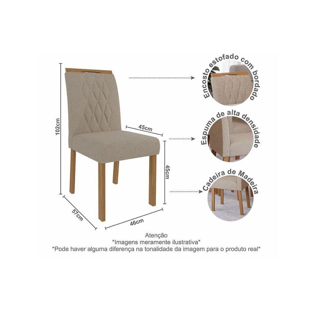 Cadeira Sala De Jantar Juliana Wood Kit 2 Un Madeirado Suede Nude Bege - 4