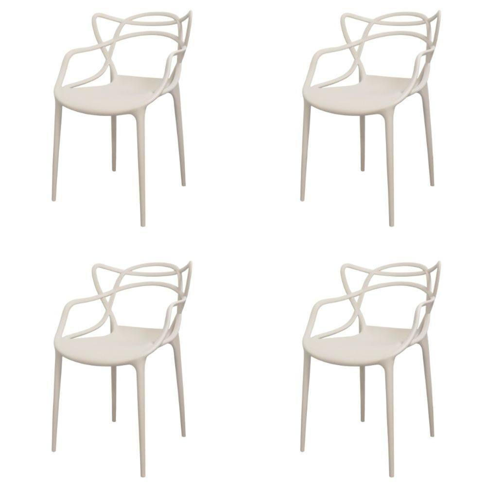 Kit 4 Cadeiras Empilhável Inmetro Aviv Master Allegra Fratini Polipropileno Fendi Suporta 182kg - 1