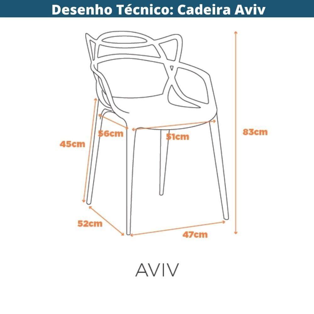 Kit 4 Cadeiras Empilhável Inmetro Aviv Master Allegra Fratini Polipropileno Fendi Suporta 182kg - 10