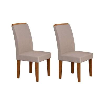 Cadeira Sala De Jantar Lunara Kit 2 Un Madeira Capuccino-suede Creme - Rufato