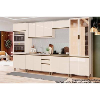 Cozinha 7 Peças (2 Armários + 2 Paneleiros + 2 Balcões + 1 Complemento) C5p96 Off White