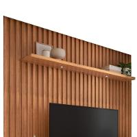 Rack Para Sala Com Painel Ripado Para Tv 60 Pol Fita Led Ada D03 Freijó - Lyam Decor - 6