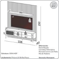 Rack Para Sala Com Painel Ripado Para Tv 60 Pol Ada D03 Freijó - Lyam Decor - 3