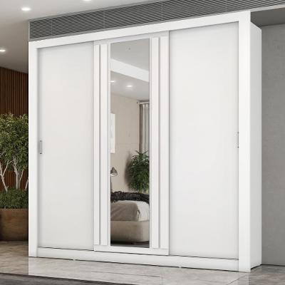 Guarda Roupa Casal 3 Portas Doha Com Espelho Central Carraro Branco
