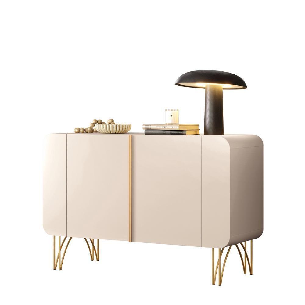 Aparador Buffet Sala Benvenuto Com 2 Portas E Pés Em Aço Off White - 2