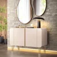 Aparador Buffet Sala Benvenuto Com 2 Portas E Pés Em Aço Off White - 1