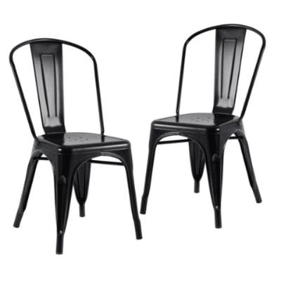 Kit Com 2 Cadeira Tolix Iron Aço Carbono Industrial - Preto Fosco