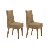 Kit 2 Cadeiras Sala Jantar Dafne 2 Un Imbuia-suede Capuccino - Rufato - 1