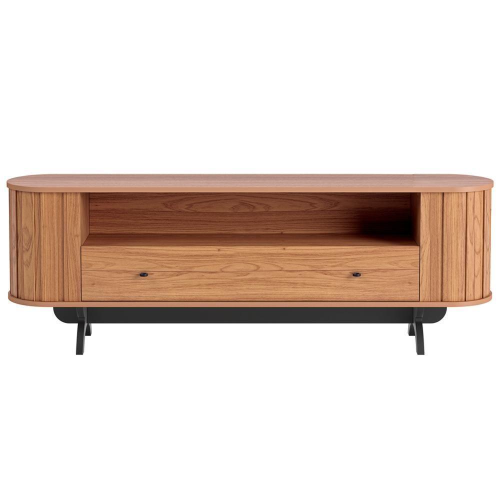 Rack Para Sala De Estar Tv 60 Pol Orgânico 180cm Penina D03 Freijó Preto Fosco - Lyam Decor - 3