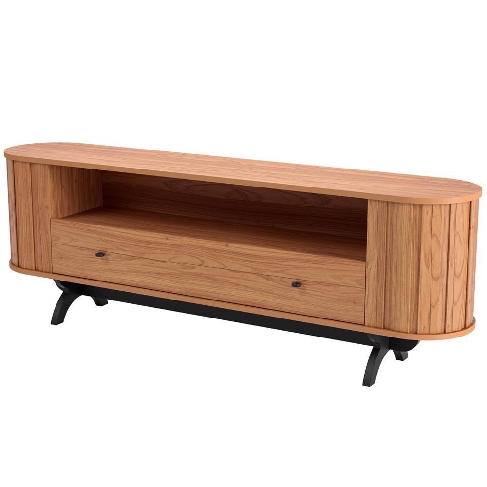 Rack Para Sala De Estar Tv 60 Pol Orgânico 180cm Penina D03 Freijó Preto Fosco - Lyam Decor - 6