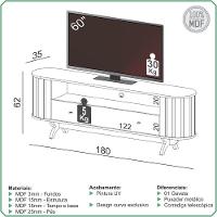 Rack Para Sala De Estar Tv 60 Pol Orgânico 180cm Penina D03 Freijó Preto Fosco - Lyam Decor - 5