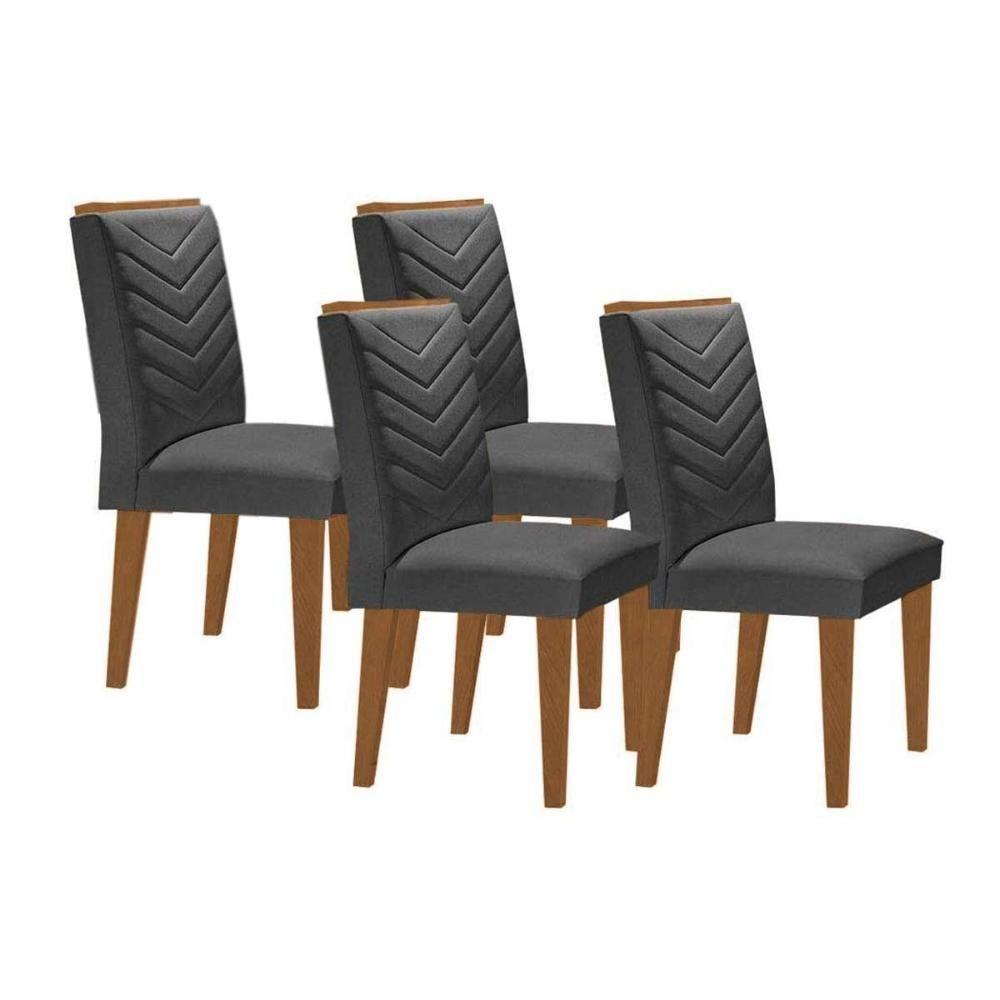 Kit 4 Cadeiras Sala Jantar Londrina 4 Un Capuccino Linho Grafite Rufato - 1