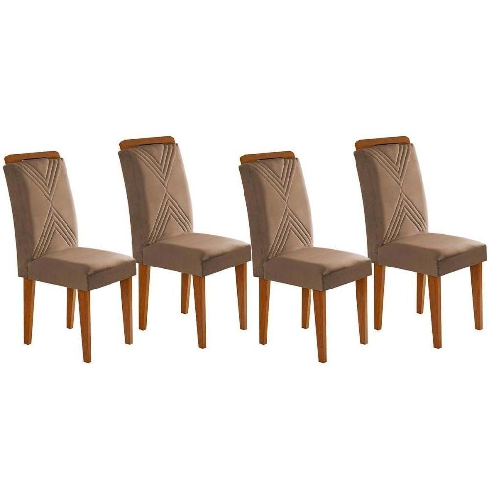 Kit 2 Cadeiras Sala Jantar Amsterdã 4 Un Imbuia Suede Capuccino Rufato - 1