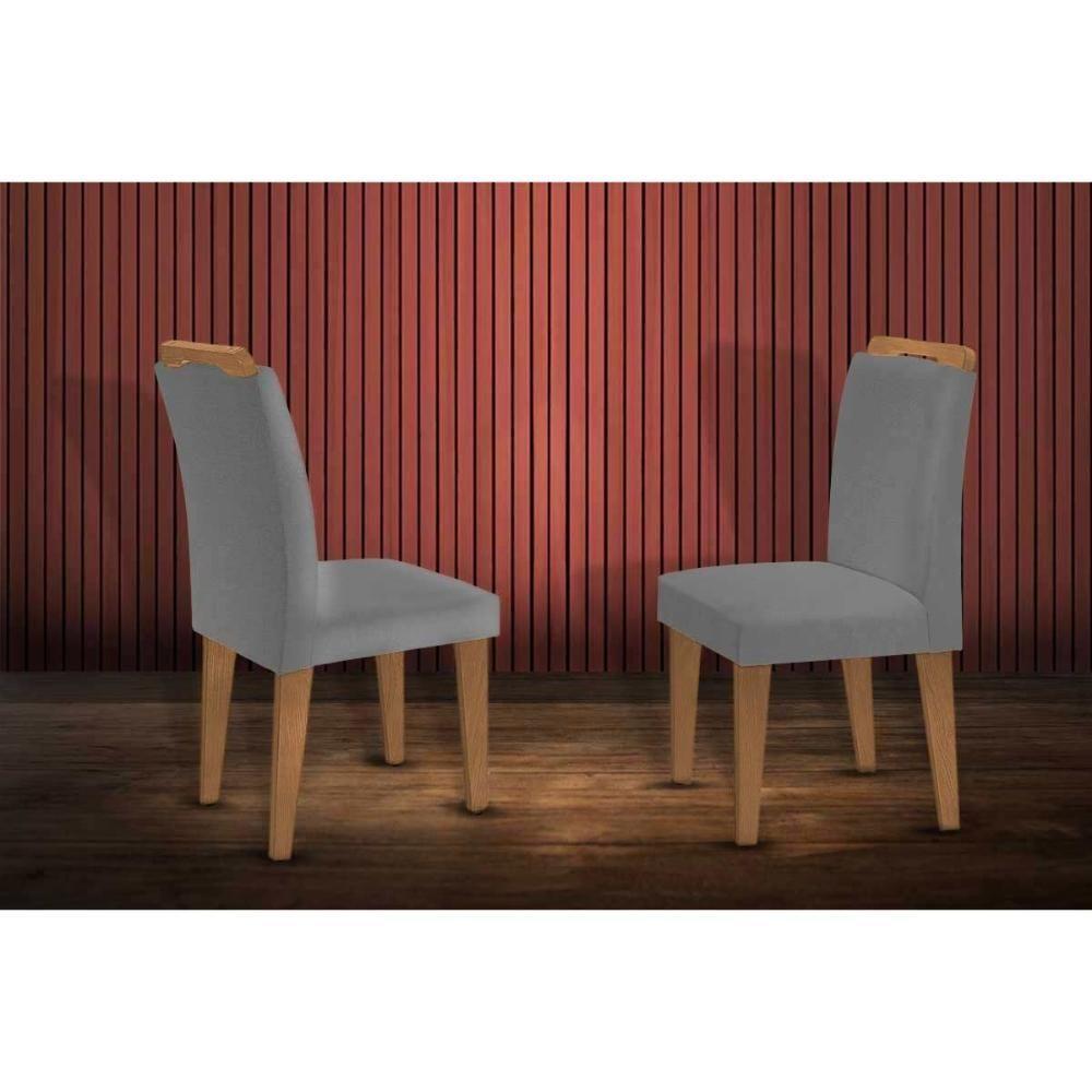 Kit 2 Cadeiras Sala Jantar Athenas 2 Un Madeira Capuccino-linho Grafite - Rufato - 1