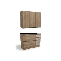 Cozinha Modulada Completa Maxxi 3 Peças 1 Aéreo + 1 Balcão + Complemento C3p12 Nogal Preto - 1