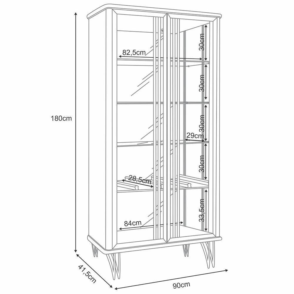 Cristaleira Para Sala De Jantar Bar Adega Led 02 Portas Síria B01 Cinamomo Off White Lyam - 3