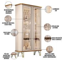 Cristaleira Para Sala De Jantar Bar Adega Led 02 Portas Síria B01 Cinamomo Off White Lyam - 7