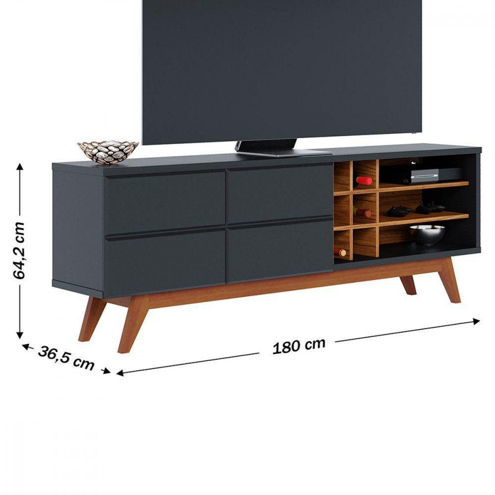 Rack Para Tv Noronha 70 Pol 2 Portas 2 Prateleiras Colibri Preto Fosco-noce Milano - 2