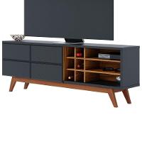 Rack Para Tv Noronha 70 Pol 2 Portas 2 Prateleiras Colibri Preto Fosco-noce Milano - 1