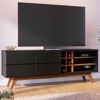 Rack Para Tv Noronha 70 Pol 2 Portas 2 Prateleiras Colibri Preto Fosco-noce Milano - 4