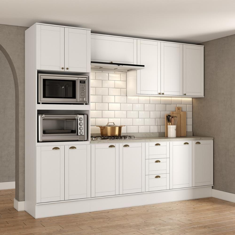 Armário De Cozinha Completa C Balcão Milla Bloom Carraro Branco - 1