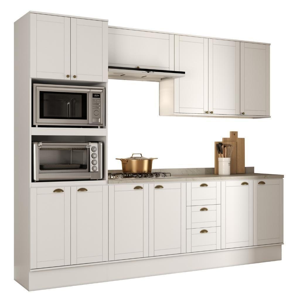 Armário De Cozinha Completa C Balcão Milla Bloom Carraro Branco - 2
