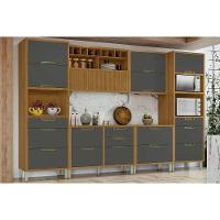 Cozinha Modulada Completa Imperatriz 6 Peças 2 Aéreos + 2 Balcões + 1 Paneleiro C6p48 Freijó Grafite - 1