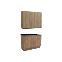 Cozinha Modulada Completa Maxxi 3 Peças 1 Aéreo + 1 Balcão + Complemento C3p10 Nogal Preto - 1