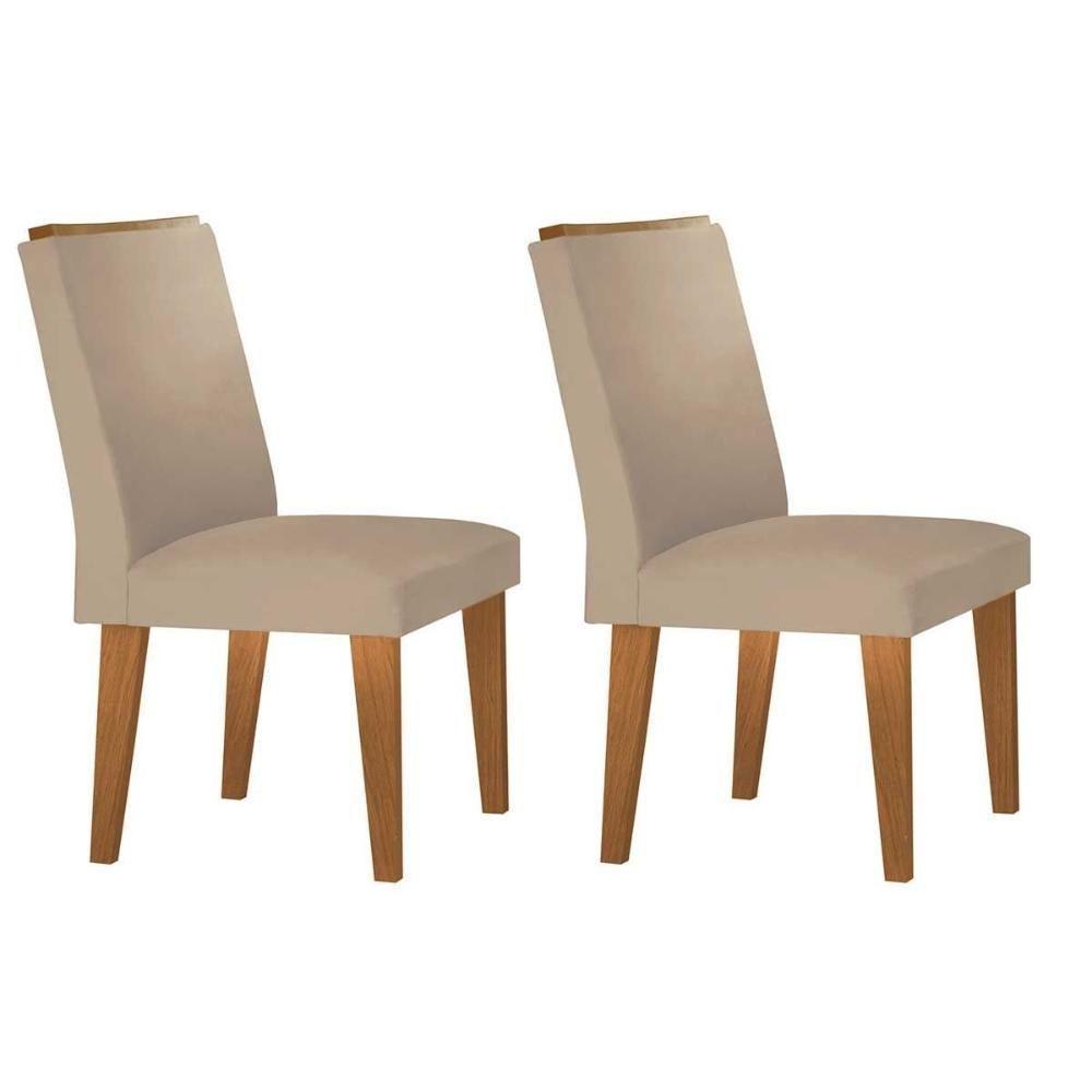 Cadeira De Cozinha Lunara Kit 2 Un Madeira Capuccino Suede Creme Rufato - 1