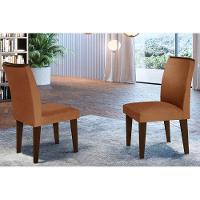 Cadeira De Cozinha Lunara Kit 2 Un Madeira Capuccino Suede Creme Rufato - 6